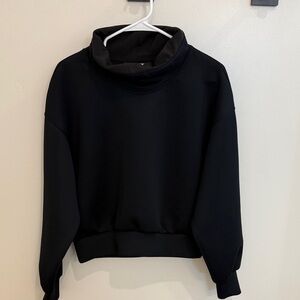 Women's Black Mock Cowl Neck scuba Sweater